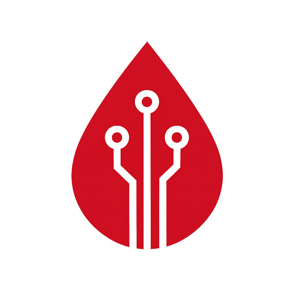 blood with some electronic circuit, like a mother board red and white